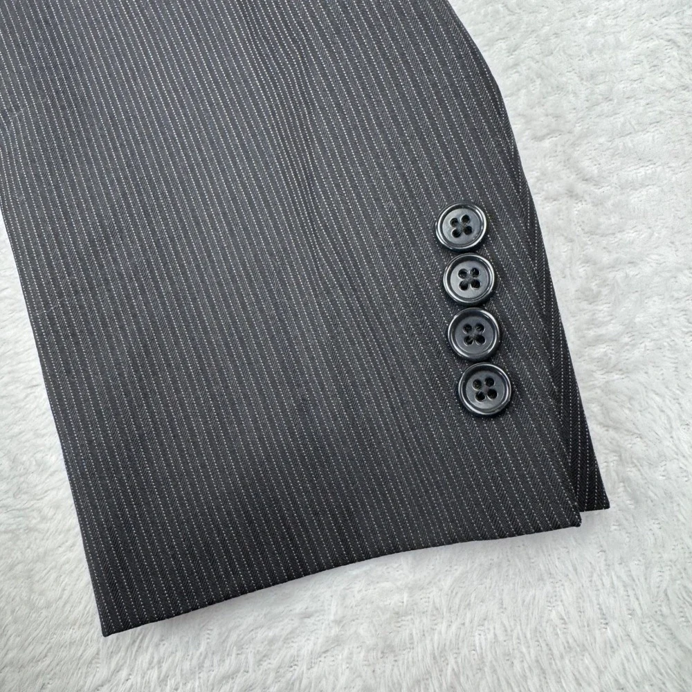JOE Joseph Abboud Blazer Mens 40R Charcoal Grey Pinstripe 100% Wool Sport Coat
